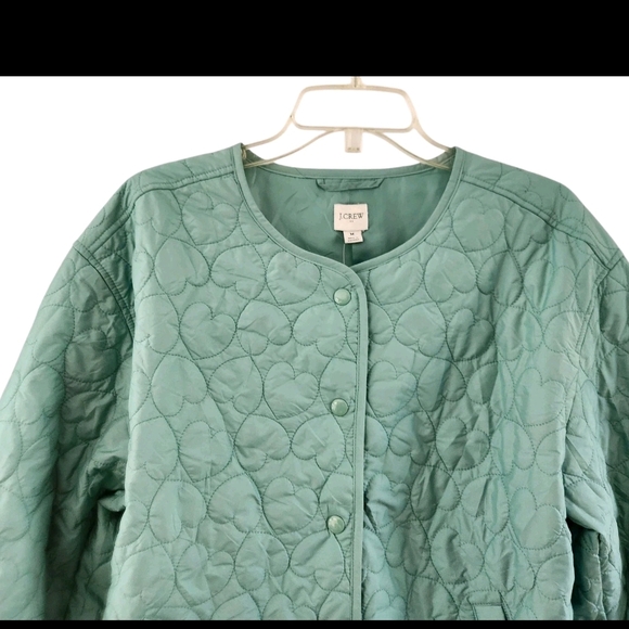 J.CREW Women's Green Snap Button Quilted Heart Jacket Aventurine Size M NEW - Picture 6 of 10